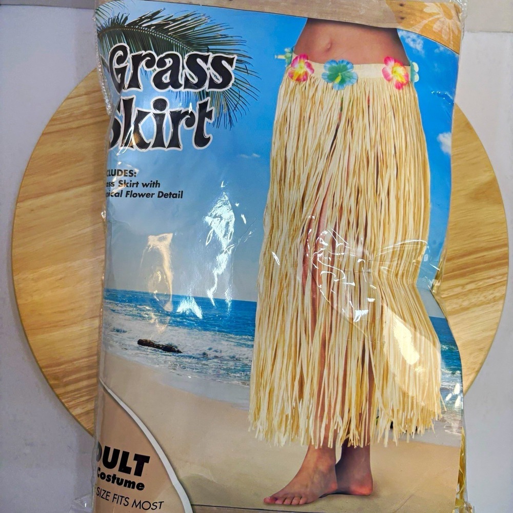 Spirit Hawaiian Grass Skirt Costume Tropical Flower Detail One Size Adult